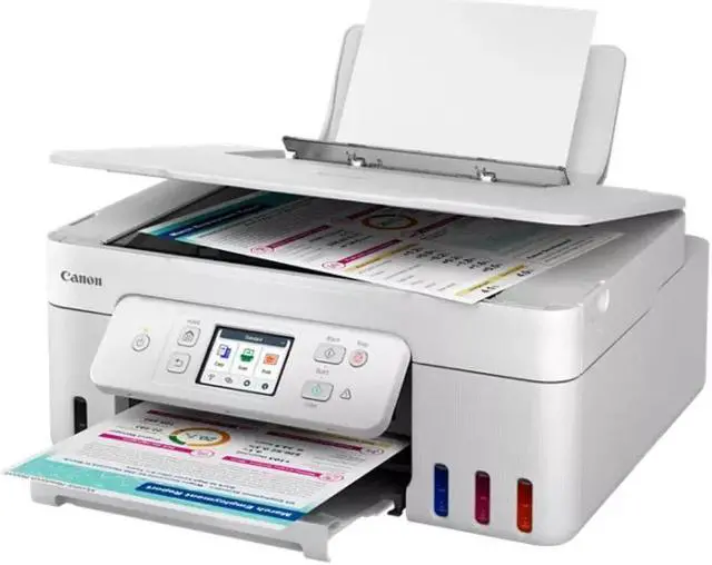 Alt view image 6 of 20 - Canon MegaTank PIXMA G3290 Wireless 3 In 1 White Printer with LCD Touchscreen