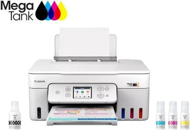 Alt view image 7 of 20 - Canon MegaTank PIXMA G3290 Wireless 3 In 1 White Printer with LCD Touchscreen