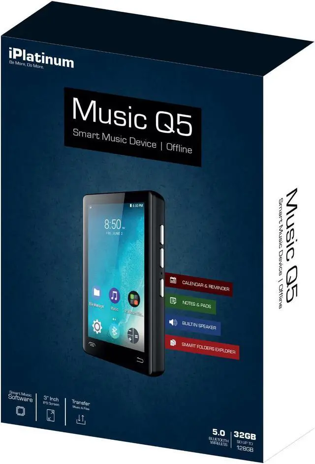 Alt view image 2 of 2 - Samvix iPlatinum Q5 Built-in Speaker Kosher BT MP3 Player (No Video, Radio or Wifi) - 32GB