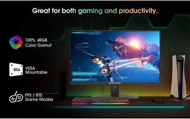 Alt view image 11 of 12 - Sceptre New 27-inch Gaming Monitor 100Hz 1ms DisplayPort HDMI x2 100% sRGB AMD FreeSync Build-in Speakers, Eye Care Frameless Machine Black 2024 (E275W-FW100T)