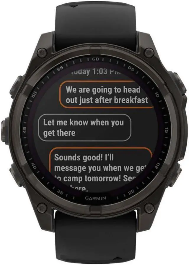 Alt view image 4 of 15 - Garmin fnix® 8 - 47 mm, Solar, AMOLED, Sapphire, Premium Multisport GPS Smartwatch, Long-Lasting Battery Life, Dive-Rated, Built-in LED Flashlight, Carbon Gray DLC Titanium with Pebble Gray Band