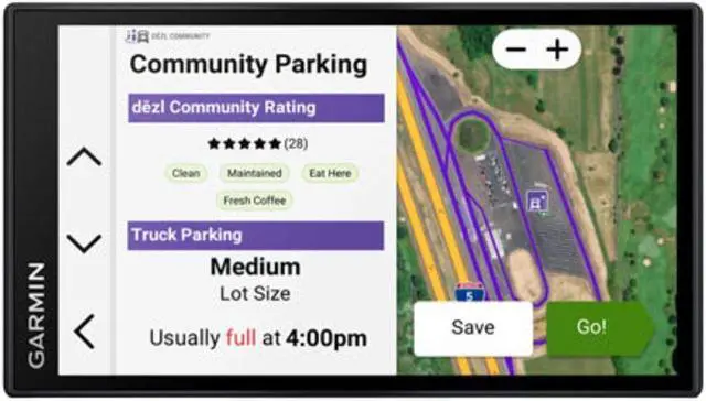 Alt view image 10 of 11 - Garmin dzl OTR620, High-Res 6 GPS Truck Navigator, Custom Truck Routing, Satellite Imagery, Wind Speed, Community-Shared Loading Docks, Truck Entrances & Parking Availability, Popular Truck Paths