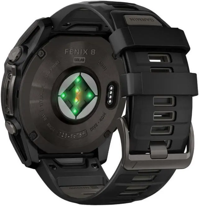 Alt view image 7 of 15 - Garmin fnix® 8 - 51 mm, Solar, AMOLED, Sapphire, Premium Multisport GPS Smartwatch, Long-Lasting Battery Life, Dive-Rated, Built-in LED Flashlight, Carbon Gray DLC Titanium with Pebble Gray Band