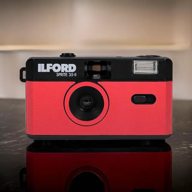 Alt view image 7 of 7 - Ilford Sprite 35 II 35mm Analog Film Camera Red Black with 3 Pack Film Bundle