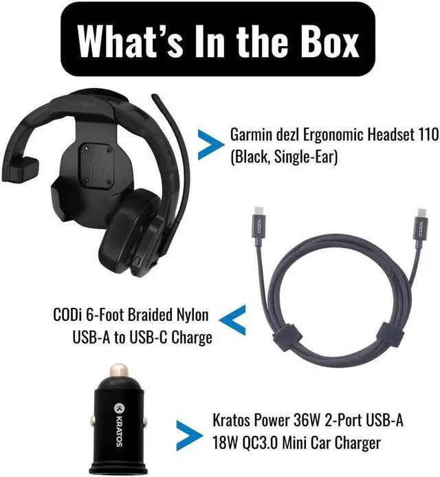 Alt view image 7 of 7 - Garmin dezl Ergonomic Headset 110 for Truckers Black Single Ear Bundle