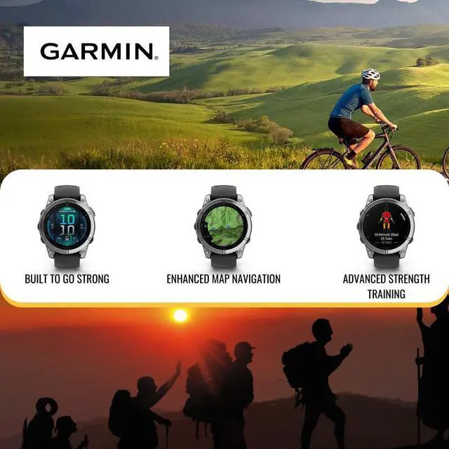 Alt view image 4 of 7 - Garmin fenix E 47mm AMOLED GPS Smartwatch (Slate Steel/Black) Bundle with Charging Stand and Screen Protector