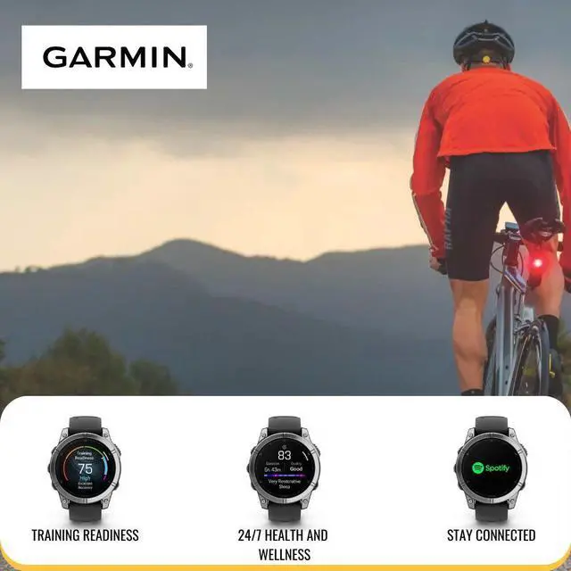 Alt view image 6 of 7 - Garmin fenix E 47mm AMOLED GPS Smartwatch (Slate Steel/Black) Bundle with Charging Stand and Screen Protector