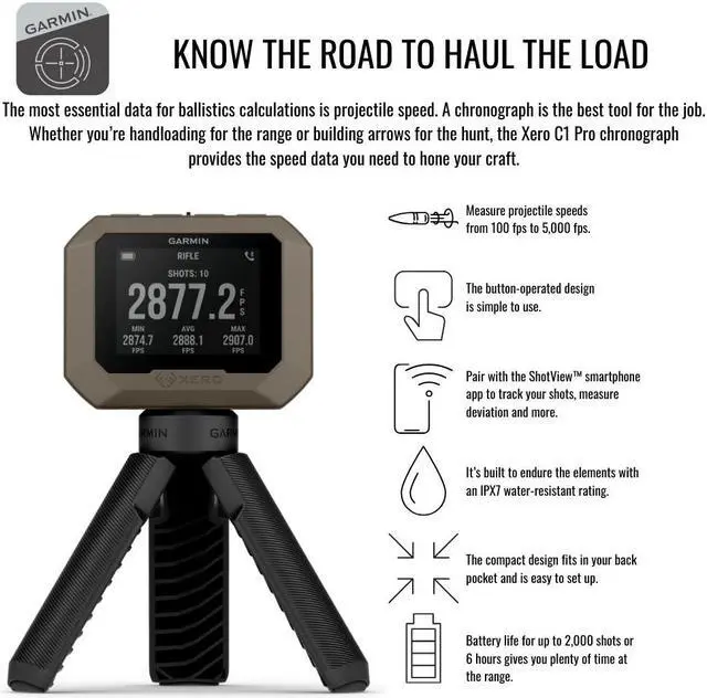 Alt view image 6 of 7 - Garmin Xero C1 Pro IPX7 Water Resistant Chronograph Bundle