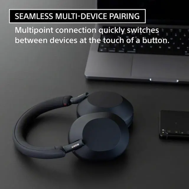 Alt view image 3 of 7 - Sony WH 1000XM5 Wireless Noise Canceling Over Ear Silver Headphones Bundle