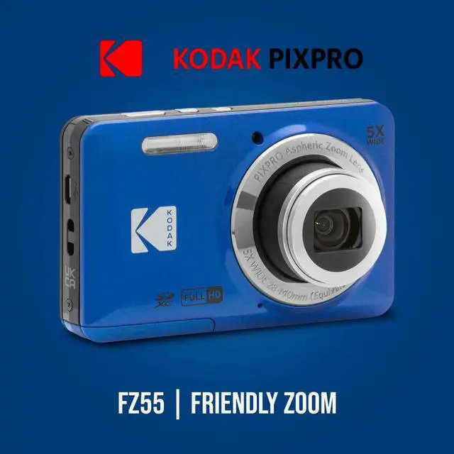 Alt view image 2 of 7 - Kodak PIXPRO Friendly Zoom FZ55 Blue Digital Camera with 32GB Memory Card Bundle