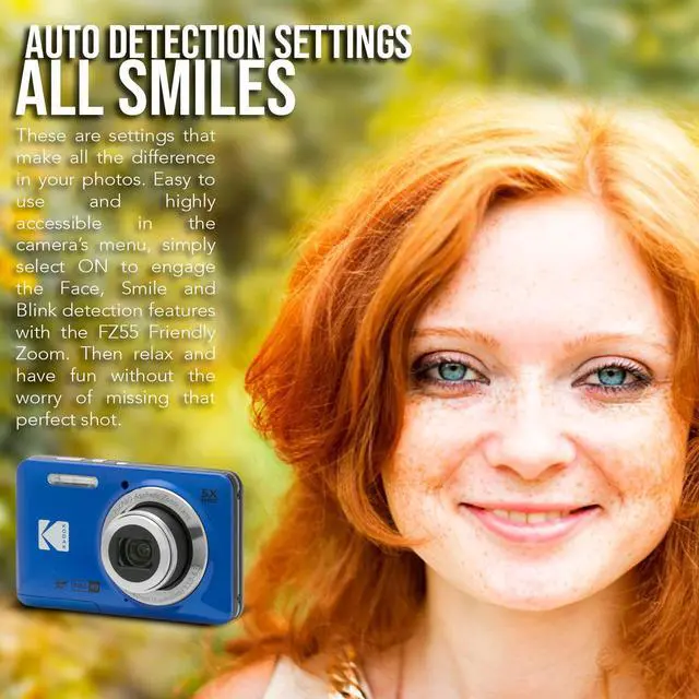 Alt view image 3 of 7 - Kodak PIXPRO Friendly Zoom FZ55 Blue Digital Camera with 32GB Memory Card Bundle