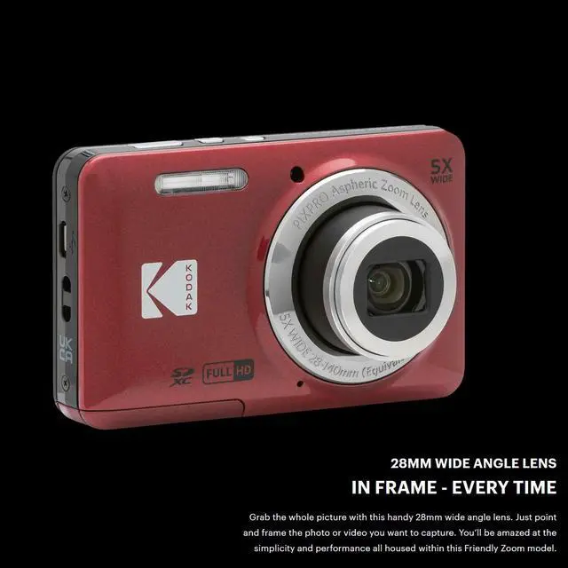 Alt view image 3 of 7 - Kodak PIXPRO Friendly Zoom FZ55 Red Digital Camera with Memory Card Bundle