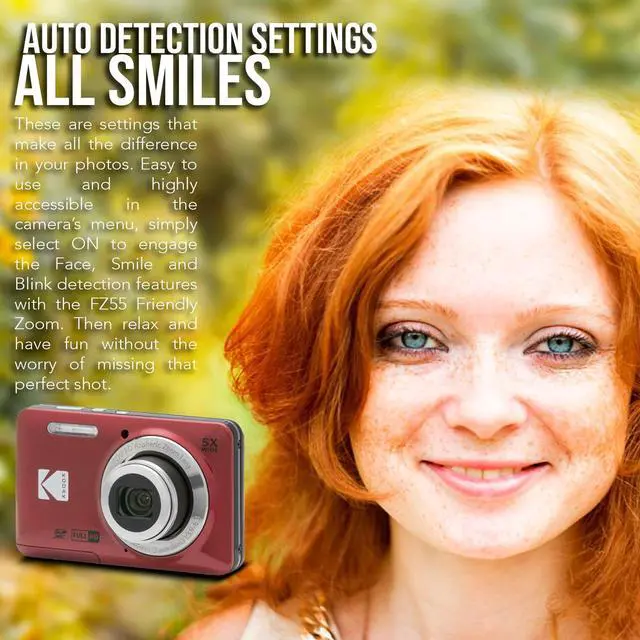 Alt view image 4 of 7 - Kodak PIXPRO Friendly Zoom FZ55 Red Digital Camera with Memory Card Bundle