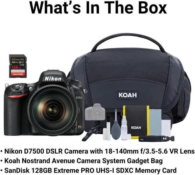 Alt view image 6 of 6 - Nikon D7500 DSLR Camera with 128GB Extreme Pro SD Card and Camera Bag Bundle