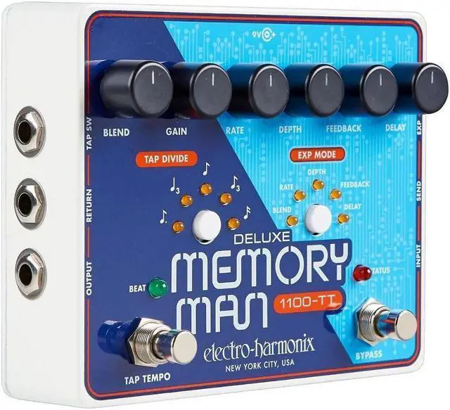 Alt view image 3 of 6 - Electro-Harmonix Deluxe Memory Man 1100-TT Analog Delay with Tap Tempo Guitar Pedal