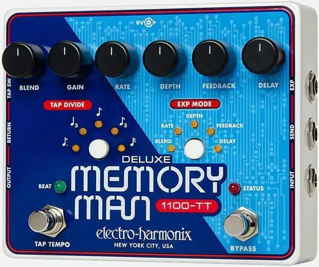 Alt view image 2 of 6 - Electro-Harmonix Deluxe Memory Man 1100-TT Analog Delay with Tap Tempo Guitar Pedal