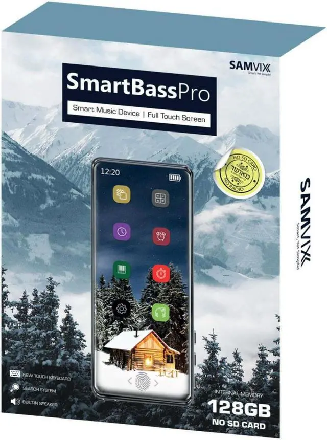 Main image of Samvix Smartbass Pro 128GB Touchscreen Bluetooth Kosher MP3 Player (Black)