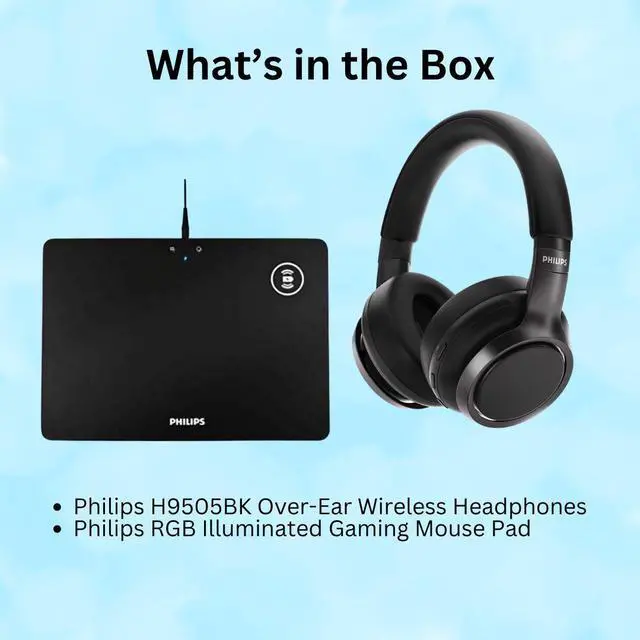 Alt view image 7 of 7 - Philips H9505BK Over Ear Wireless Headphones Bundle