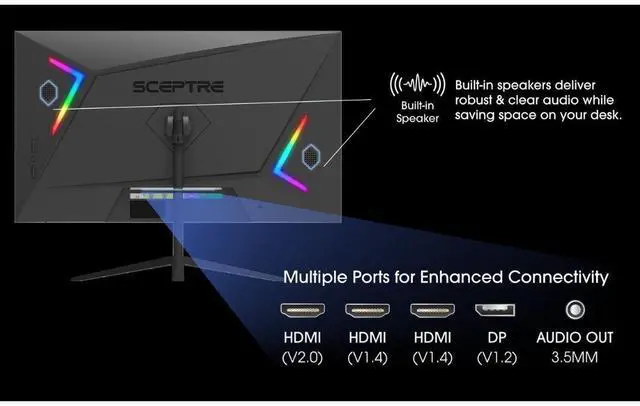 Alt view image 10 of 12 - Sceptre 27-inch Gaming Monitor 1080p up to 165Hz 1ms AMD FreeSync Premium HDMI DisplayPort Build-in Speakers, 99% sRGB Machine Black (E275B-FWD168 Series) (E275B-FWD168)