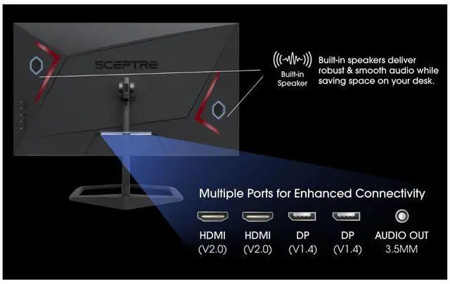 Alt view image 12 of 12 - Sceptre New 24.5-inch Gaming Monitor 240Hz 1ms DisplayPort x2 HDMI x2 100% sRGB AMD FreeSync Premium Build-in Speakers, Machine Black 2024 (E255B-FWD240 Series) (E255B-FWD240)