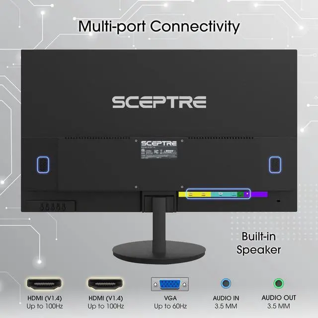 Alt view image 7 of 11 - Sceptre E275W-19203R 27 inch1080P LED Monitor 99% sRGB 2X HDMI VGA Build-In Speakers, Machine Black (E275W-19203R series)