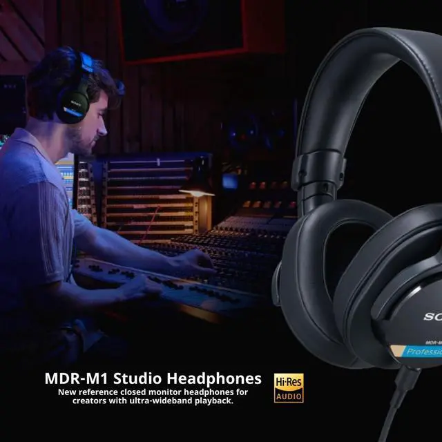 Alt view image 2 of 7 - Sony MDR-M1 Professional Reference Closed Monitor Headphones with Bundle