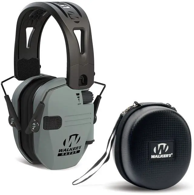 Main image of Walkers Razor Tacti-Grip with Rubber Headband (Battleship Gray) with Case