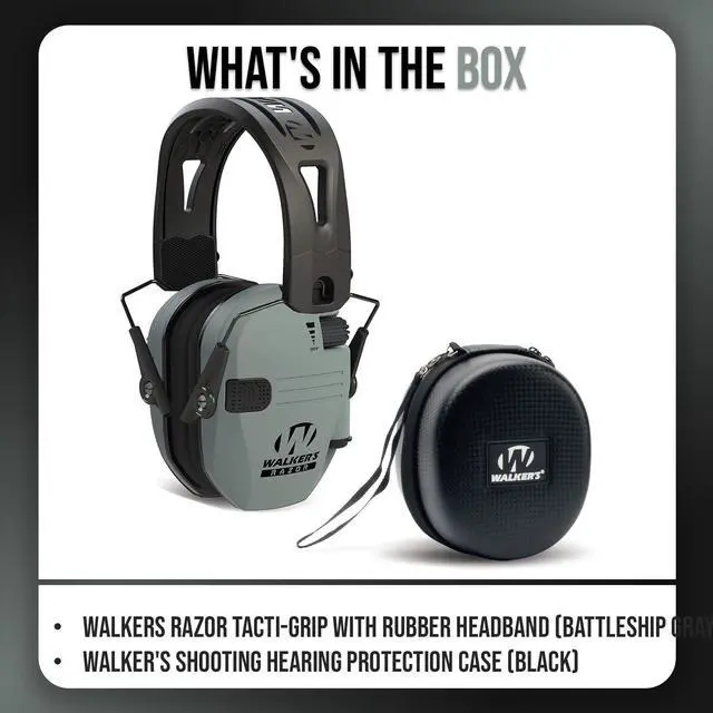 Alt view image 7 of 7 - Walkers Razor Tacti-Grip with Rubber Headband (Battleship Gray) with Case