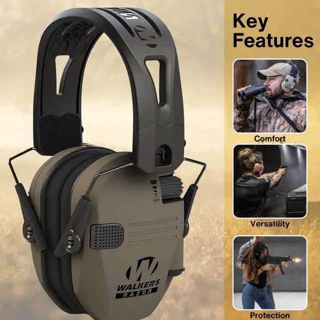 Alt view image 2 of 6 - Walker's Razor Rubber Headband Flat Dark Earth Tacti Grip with Case Bundle