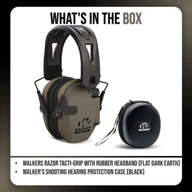 Alt view image 6 of 6 - Walker's Razor Rubber Headband Flat Dark Earth Tacti Grip with Case Bundle