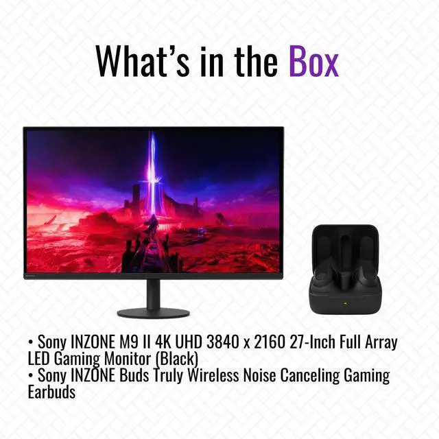 Alt view image 7 of 7 - Sony INZONE M9 II 4K UHD 27 Inch Full Array Gaming Monitor and Earbuds Bundle