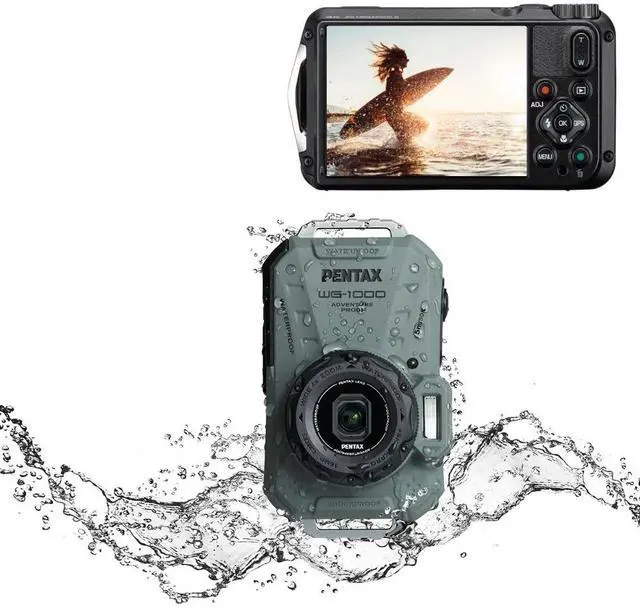 Alt view image 6 of 6 - Pentax WG 1000 All Weather Compact Camera Olive and Accessories Bundle