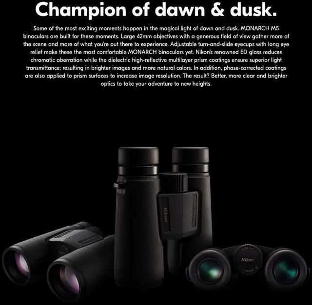 Alt view image 3 of 7 - Nikon Monarch M5 12x42 Binoculars and Black Camera Shoulder Bag Bundle