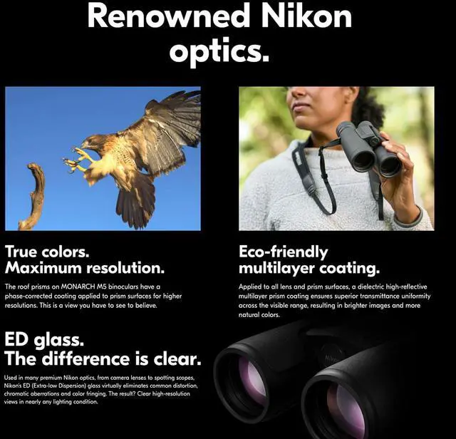 Alt view image 4 of 7 - Nikon Monarch M5 12x42 Binoculars and Black Camera Shoulder Bag Bundle