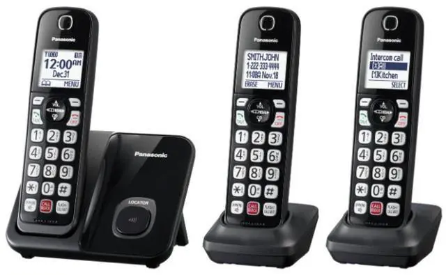 Alt view image 2 of 7 - Panasonic 3x Handsets Dect 6.0 Expandable System Cordless Phone with Advanced Call Block, Bilingual Caller ID & Easy to Read Display (Black)
