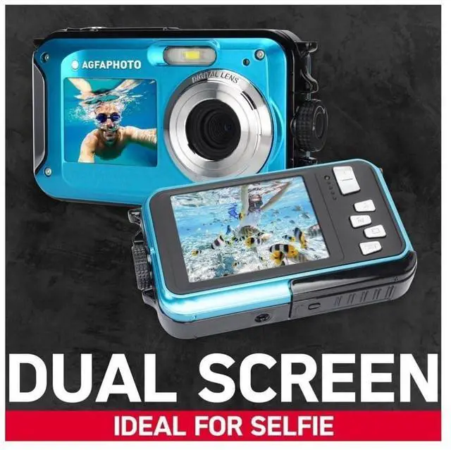 Alt view image 3 of 7 - AGFAPhoto WP8000 24MP Waterproof Digital Camera with 3x Optical Zoom, Micro Four Thirds Mount, Full-Frame Sensor, and 16:9 Aspect Ratio (Blue)