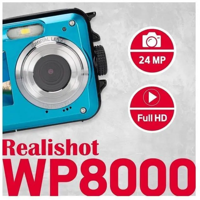 Alt view image 6 of 7 - AGFAPhoto WP8000 24MP Waterproof Digital Camera with 3x Optical Zoom, Micro Four Thirds Mount, Full-Frame Sensor, and 16:9 Aspect Ratio (Blue)