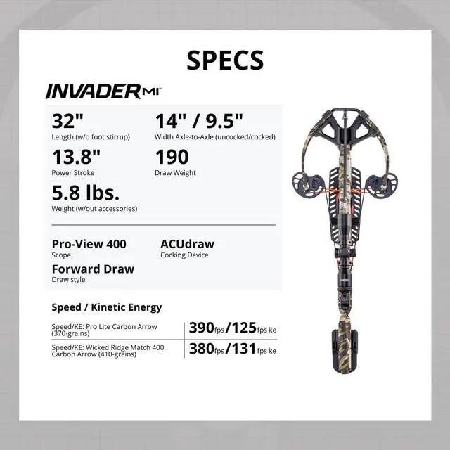 Alt view image 6 of 7 - Wicked Ridge Invader M1 De-Cock Crossbow with Scope Bundle with Soft Case, Alpha-Nock Carbon Arrow, Alpha-Blaze Lighted Carbon Arrows, Neoprene Sling, Conditioner, and Premium Lubricant (7 Items)
