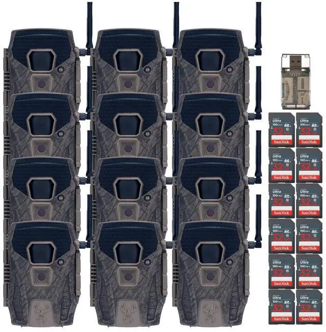 Main image of Wildgame Innovations Terra XT 2.0 24MP Three Cellular Trail Cameras (4-Pack) Bundle with 32GB Ultra SDHC UHS-I Memory Card (100MBps) (12-Pack), and All-In-One High-Speed Card Reader (17 Items)
