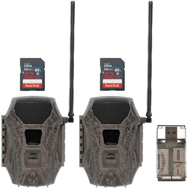 Main image of Wildgame Innovations Terra Cell XT 24MP Cellular Trail Camera with 21 LEDs (Dual Network, 2-Pack) Bundle with 32GB SDHC UHS-I Memory Card (2-Pack) and 4-In-1 USB 2.0 Card Reader (5 Items)
