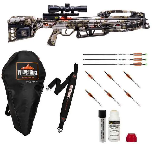 Main image of Wicked Ridge Invader M1 Ready-to-Hunt Package - Includes Nine Match 400 Non-Lighted + Three Match 400 Lighted Arrows, Soft Case, Neoprene Sling, Premium Lubricant & String Wax & Conditioner