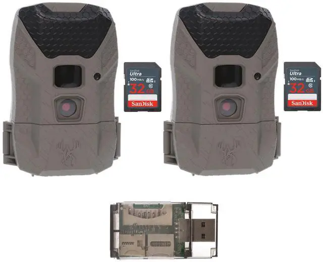 Main image of Wildgame Innovations Wraith 2.0 Trail Camera (2-Pack) Bundle with 32GB Ultra SDHC UHS-I Memory Card (2-Pack) and 4-in-1 USB Card Reader (5 Items)