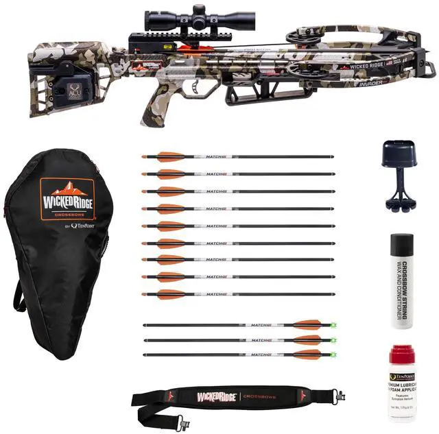 Alt view image 7 of 7 - Wicked Ridge Invader M1 Ready-to-Hunt Package - Includes Nine Match 400 Non-Lighted + Three Match 400 Lighted Arrows, Soft Case, Neoprene Sling, Premium Lubricant & String Wax & Conditioner