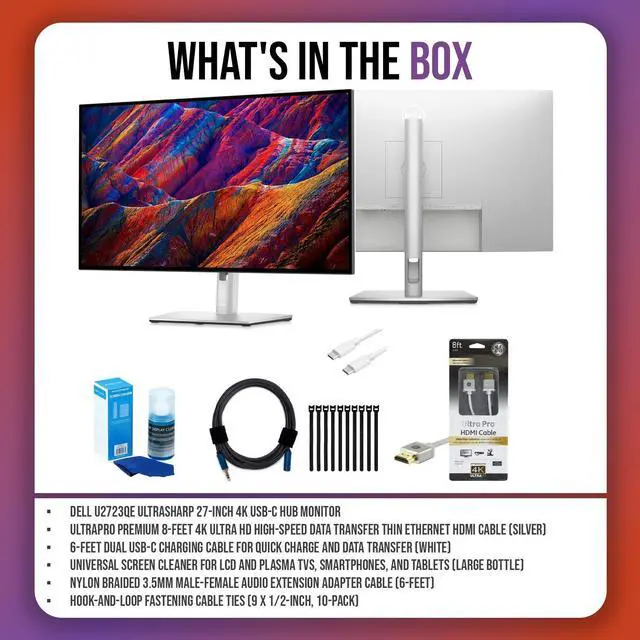 Alt view image 7 of 7 - Dell U2723QE UltraSharp 27 Inch 4K USB C Hub Monitor with HDMI Cable Bundle