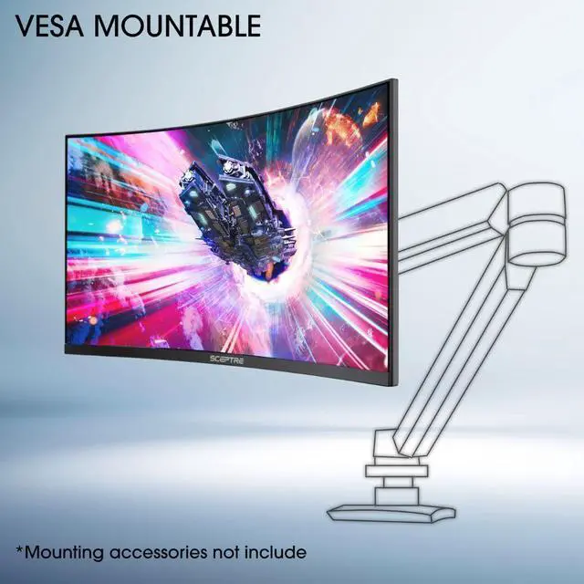 Alt view image 17 of 19 - Sceptre 27-inch Curved Gaming Monitor up to 240Hz DisplayPort HDMI 1ms 99% sRGB Build-in Speakers, R1500 Machine Black 2023 (C275B-FWT240)