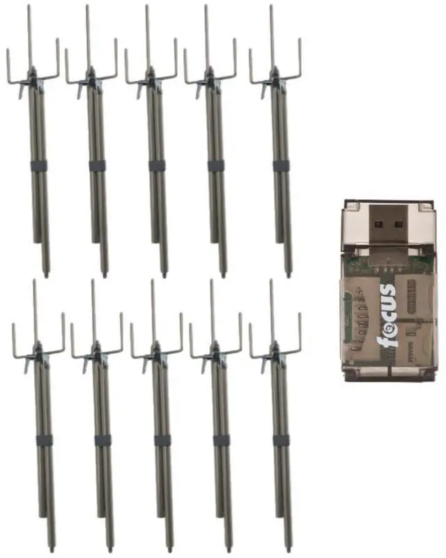 Main image of Stealth Cam Camstick Universal Trail Camera 34-Inch Ground Mounts, 10-Pack Bundle with Focus Card Reader. Useful for Treeless Terrain. For Use With Any Game Cam. (11 Items)
