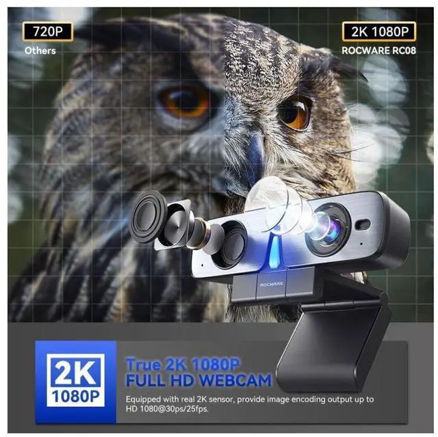 Alt view image 20 of 20 - ROCWARE RC08 Auto-Focus Webcam with Microphone Speaker