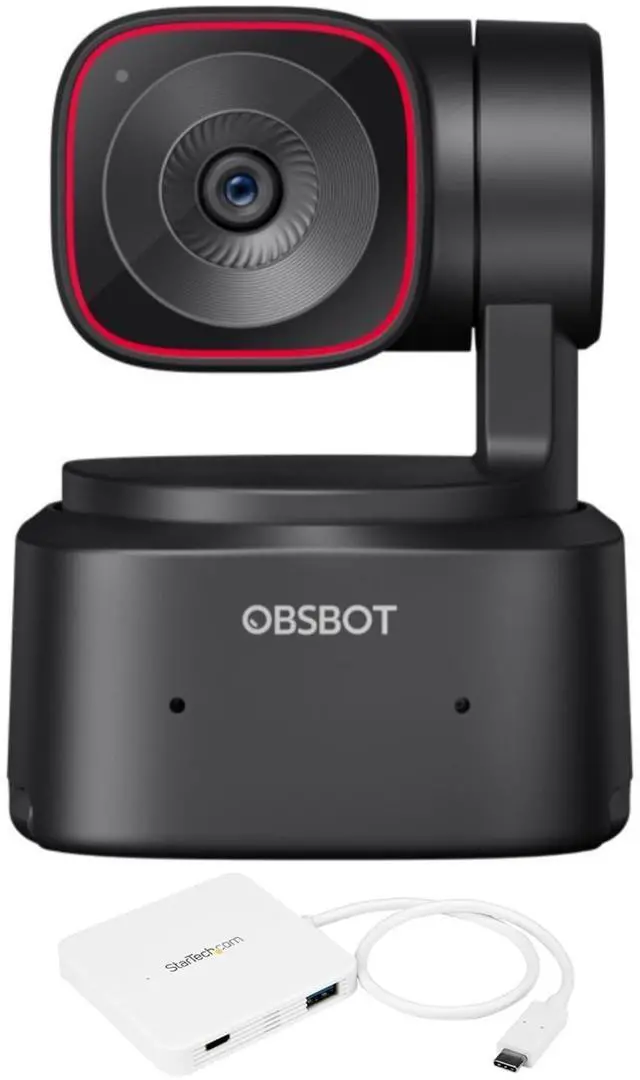 Main image of OBSBOT Tiny 2 Lite AI-Powered 4K PTZ Webcam Bundle with 3-Port USB-C Portable Expansion Hub for USB-C Enabled Laptops (2 Items)
