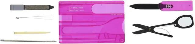 Alt view image 3 of 3 - Victorinox SwissCard Classic Swiss Army Pocket Knife Set (Pink Translucent)