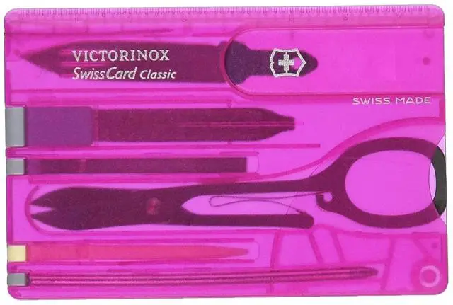 Main image of Victorinox SwissCard Classic Swiss Army Pocket Knife Set (Pink Translucent)
